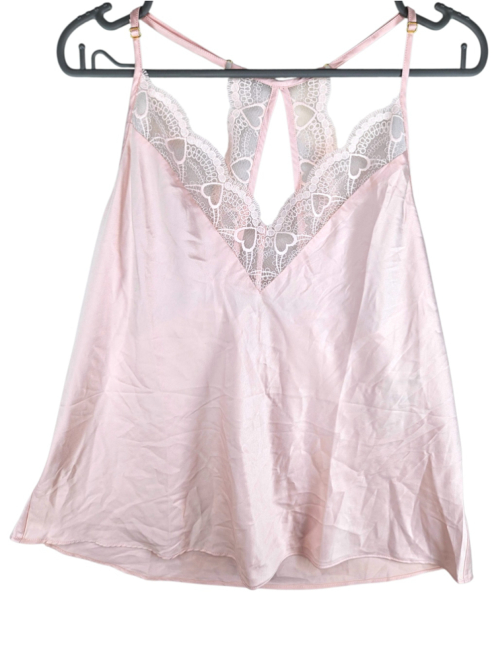 Flora Nikrooz Pink Lace Cami Women's L Satin Sleep Tank Lingerie NWT